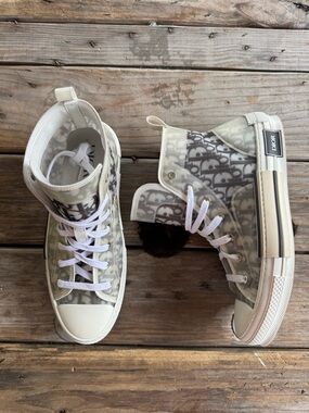 Dior Clear Monogram High-Top Sneakers - White/Gray